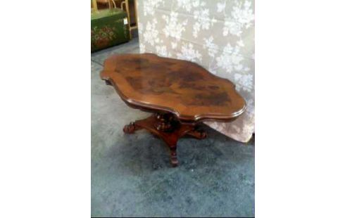 COUCHTISCH OVAL HOLZ VERZIERT DUNKEL