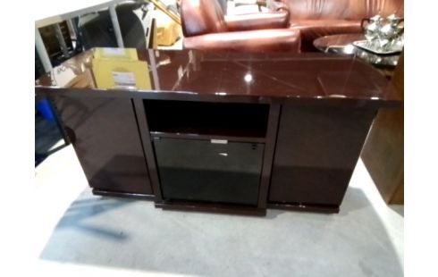 MEUBLE TV LAQUE MARRON 1P 2COTES PIVOTANTS