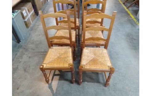 6 CHAISES BOIS PAILLEES