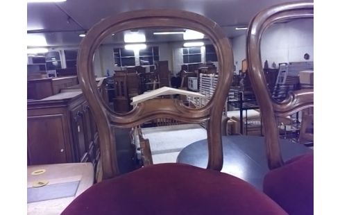 LOT DE 4 CHAISES VELOURS BORDEAUX