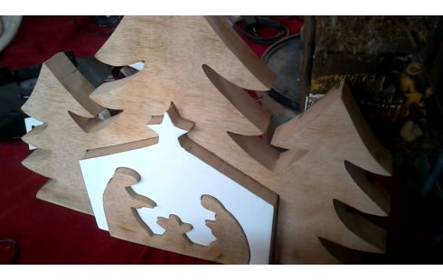 DECO-OBJECT KERSTSTAL 3D HOUT