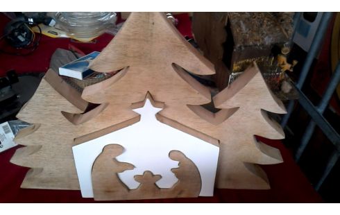 DECO-OBJECT KERSTSTAL 3D HOUT