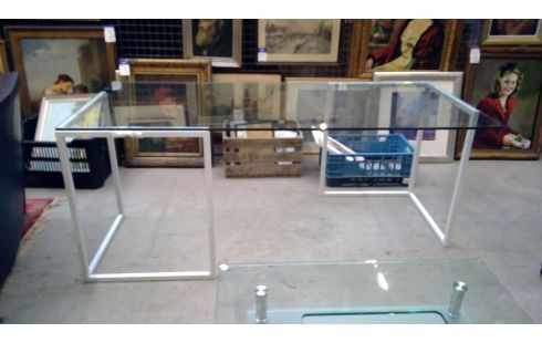 TAFEL GLAZEN BLAD WIT MET ONDERSTEL