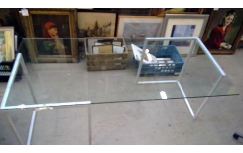 TAFEL GLAZEN BLAD WIT MET ONDERSTEL