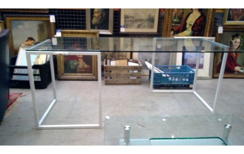 TAFEL GLAZEN BLAD WIT MET ONDERSTEL