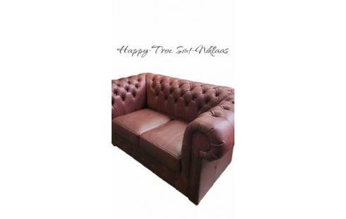 FAUTEUIL 2 PLACES CHESTERFIELD BORDEAUX CUIR