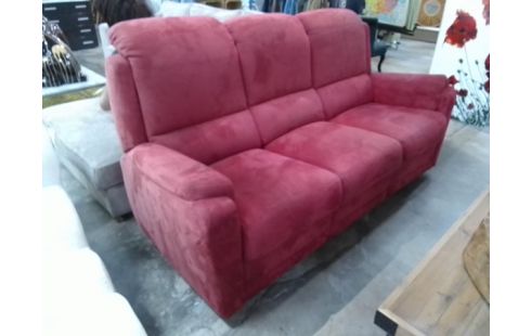 CANAPE 3 PLACES CONVERTIBLE ÉLECTRIQUE TISSU ROUGE TÊTIÈRE RÉGLAGE