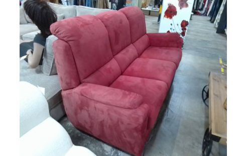 CANAPE 3 PLACES CONVERTIBLE ÉLECTRIQUE TISSU ROUGE TÊTIÈRE RÉGLAGE