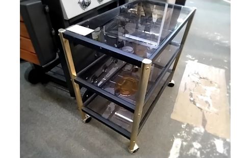 DESSERTE A ROULETTES NOIRE 3 PLATEAUX VERRE