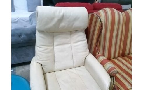 FAUTEUIL CUIR BEIGE