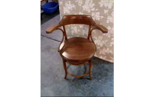 BÜROSTUHL HOLZ DUNKEL JUGENDSTIL M. ARMLEHNE