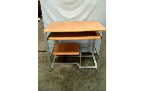 SCHREIBTISCH KLEIN 3-EBENEN METALL HOLZ