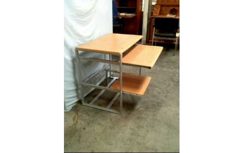 SCHREIBTISCH KLEIN 3-EBENEN METALL HOLZ