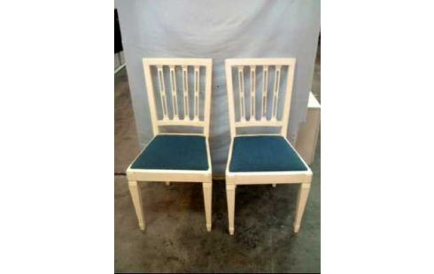 STUHL HOLZ WEISS 2ER-SET POLSTER BLAU