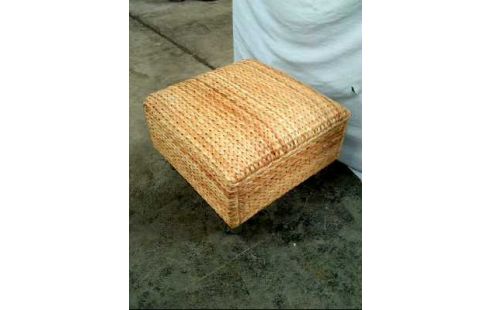 HOCKER RATTAN GEFLECHT HELL QUADRATISCH