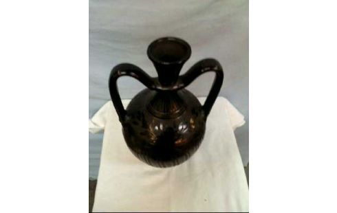 VASE KERAMIK SCHWARZ FLORAL 2-HENKEL