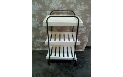 SERVIERWAGEN HOLZ WEISS ROLLEN 3-EB.