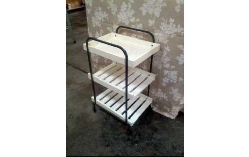 SERVIERWAGEN HOLZ WEISS ROLLEN 3-EB.