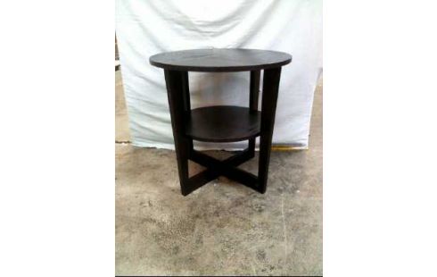 COUCHTISCH HOLZ RUND SCHWARZ 2 EBENEN