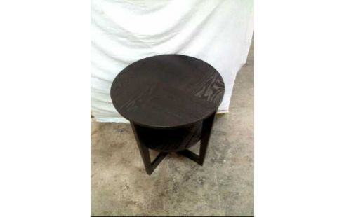 COUCHTISCH HOLZ RUND SCHWARZ 2 EBENEN