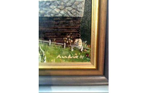 ÖLGEMÄLDE I.R. SIGN. <HÜTTEN IN DEN BERGEN>