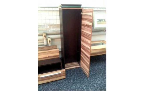 WOHNWAND 5-TLG. GLAS HOLZOPTIK