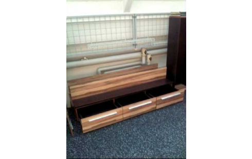 WOHNWAND 5-TLG. GLAS HOLZOPTIK