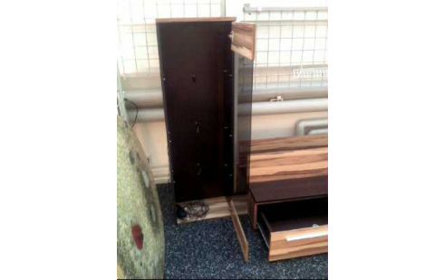 WOHNWAND 5-TLG. GLAS HOLZOPTIK