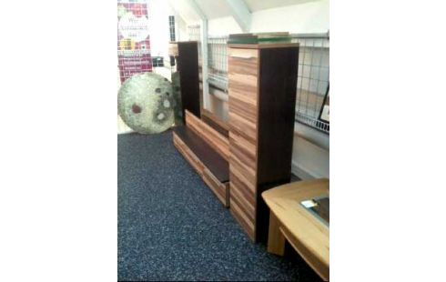 WOHNWAND 5-TLG. GLAS HOLZOPTIK