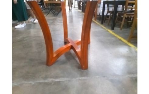 TABLE MODERNE PLATEAU VERRE PIEDS BOIS 85X165X77