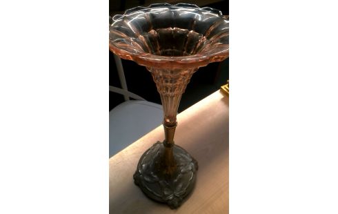 COUPE OP VOET VERZILVERD ART DECO