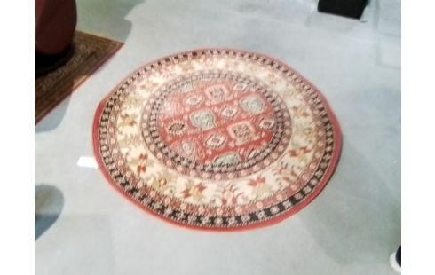 TAPIS ROND TON ROUGE ET BEIGE