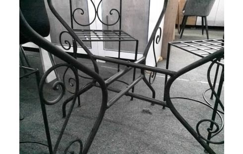 TABLE RONDE FER FORGE PLATEAU VERRE D120