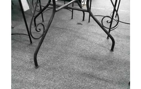 TABLE RONDE FER FORGE PLATEAU VERRE D120