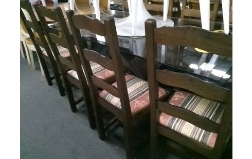 LOT DE 6 CHAISES RUSTIQUE ASSISES TISSU