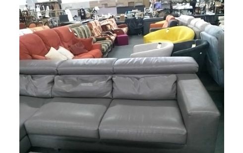 CANAPE D'ANGLE AVEC 1 POUF GRIS