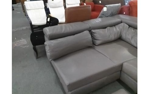 CANAPE D'ANGLE AVEC 1 POUF GRIS