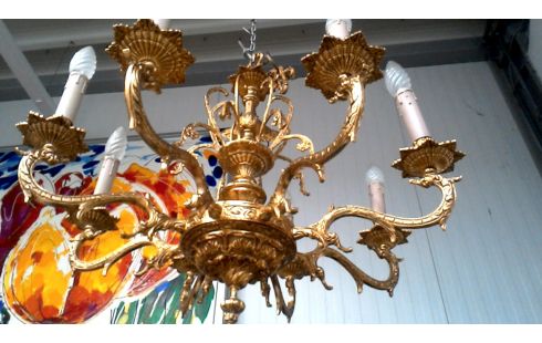 LÁMPARA DE TECHO RAMA COBRE DORADO