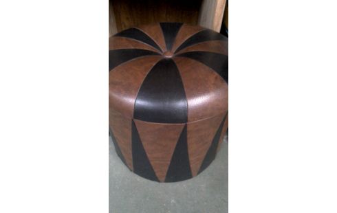 PUF PARDO NEGRO IMITACIÓN CUERO AÑADA