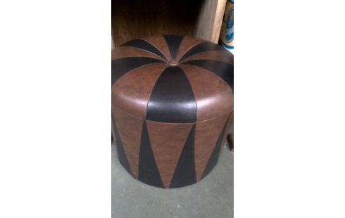 PUF PARDO NEGRO IMITACIÓN CUERO AÑADA