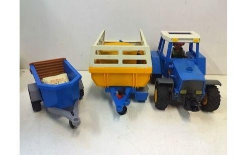 PLAYMOBIL TRACTEUR AVEC 2 REMORQUES