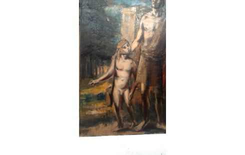 SCHILDERIJ L.SEBREGHTS VLUCHTELINGEN