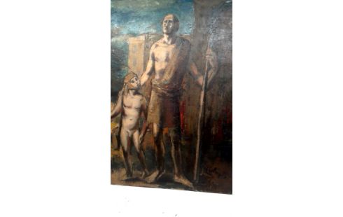 SCHILDERIJ L.SEBREGHTS VLUCHTELINGEN