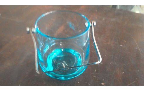 SEAU A GLACE VERRE BLEUTE