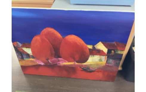 TOILE ORANGE/BLEUE BARQUE