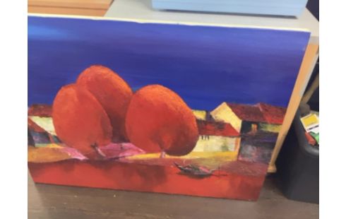 TOILE ORANGE/BLEUE BARQUE