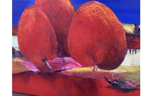 TOILE ORANGE/BLEUE BARQUE