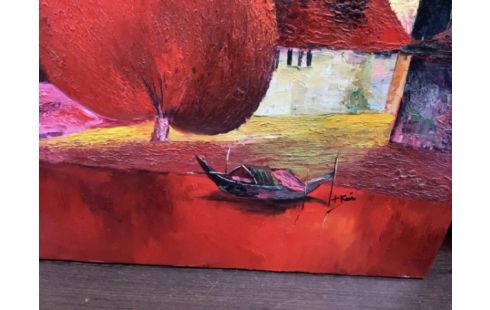 TOILE ORANGE/BLEUE BARQUE