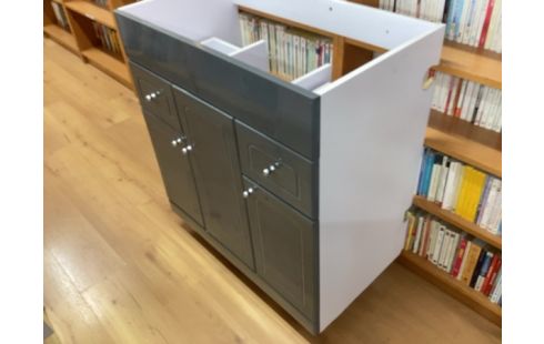 MEUBLE DE SALLE DE BAIN GRIS + MIROIR