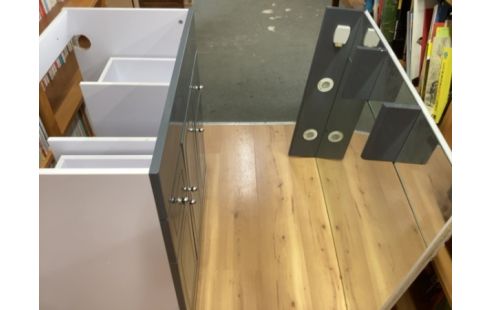 MEUBLE DE SALLE DE BAIN GRIS + MIROIR